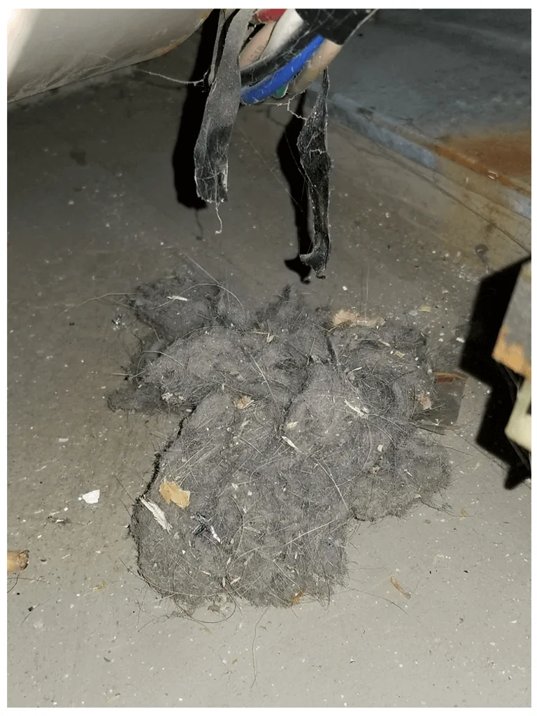 Pile of dirt and debris after air duct cleaning