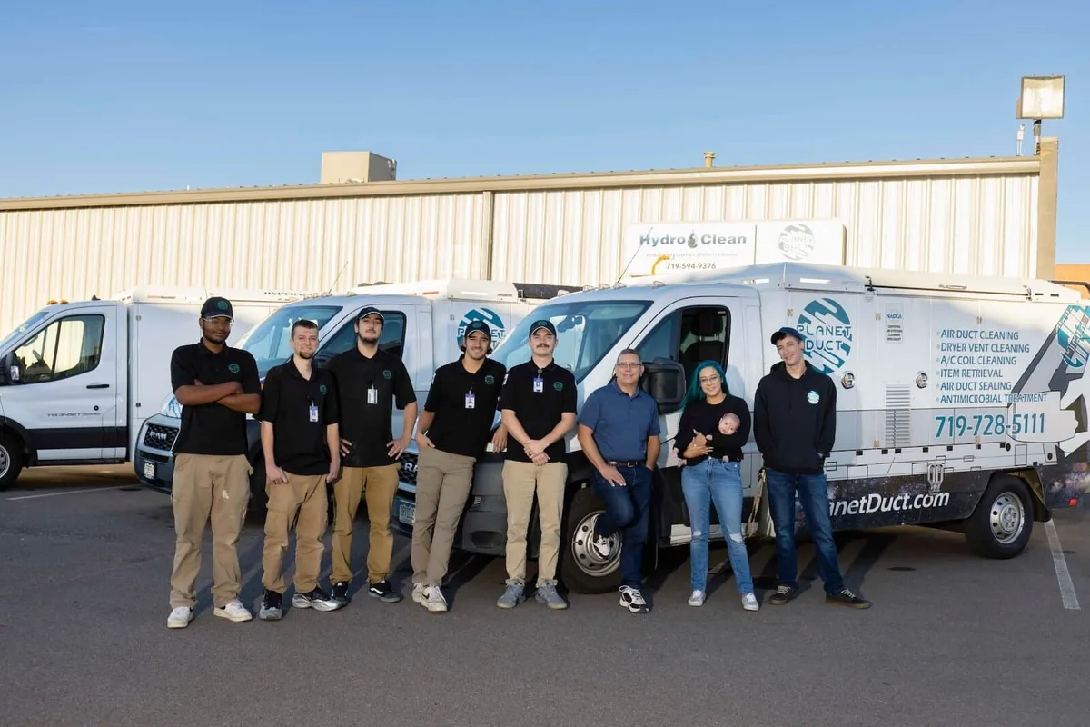 Our air duct cleaning staff standing outside for a team photo